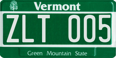 VT license plate ZLT005
