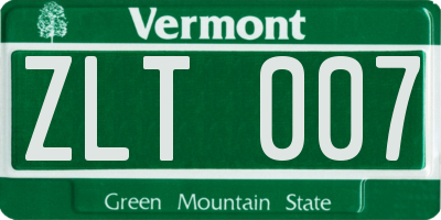 VT license plate ZLT007
