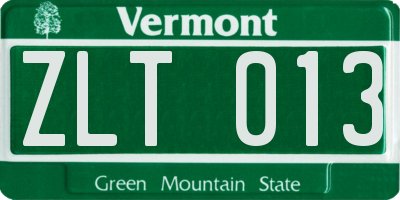 VT license plate ZLT013
