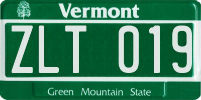VT license plate ZLT019
