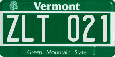 VT license plate ZLT021