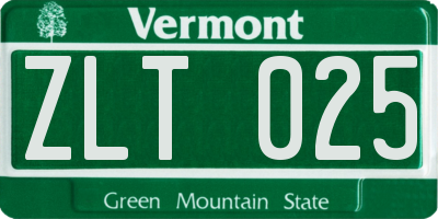 VT license plate ZLT025