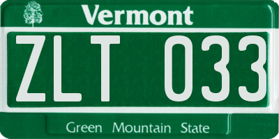 VT license plate ZLT033