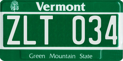 VT license plate ZLT034