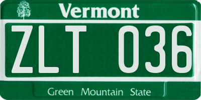 VT license plate ZLT036