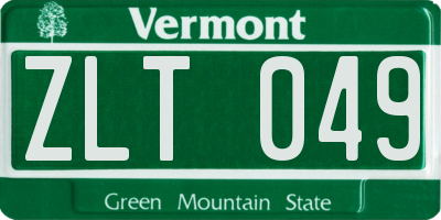VT license plate ZLT049