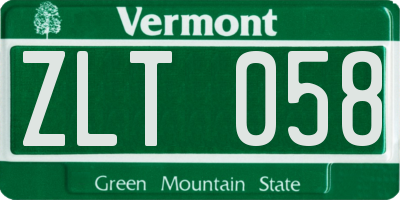 VT license plate ZLT058