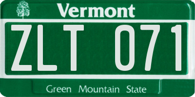 VT license plate ZLT071