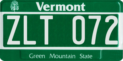 VT license plate ZLT072
