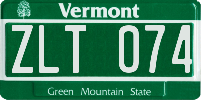 VT license plate ZLT074