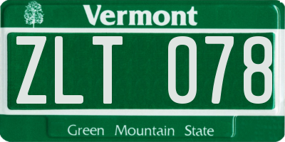 VT license plate ZLT078