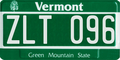 VT license plate ZLT096