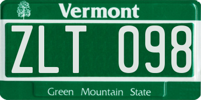VT license plate ZLT098