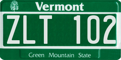 VT license plate ZLT102