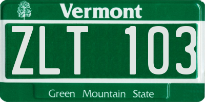 VT license plate ZLT103