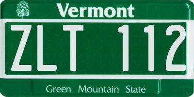 VT license plate ZLT112