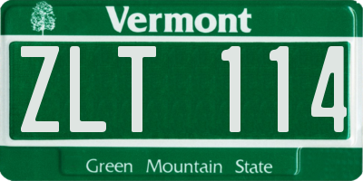 VT license plate ZLT114