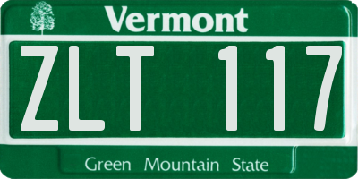 VT license plate ZLT117