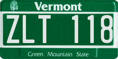 VT license plate ZLT118