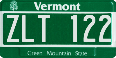 VT license plate ZLT122