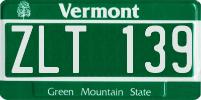 VT license plate ZLT139