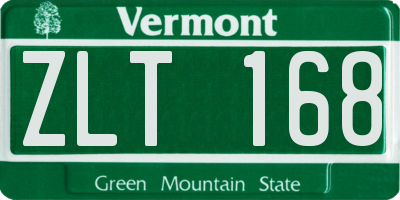 VT license plate ZLT168