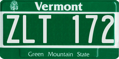 VT license plate ZLT172