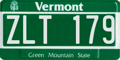 VT license plate ZLT179