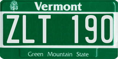 VT license plate ZLT190