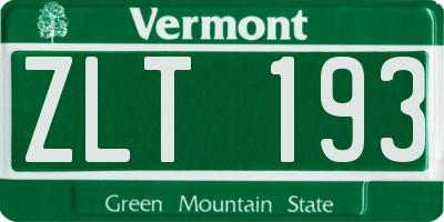 VT license plate ZLT193
