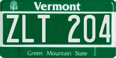 VT license plate ZLT204