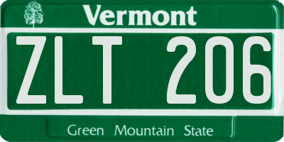 VT license plate ZLT206