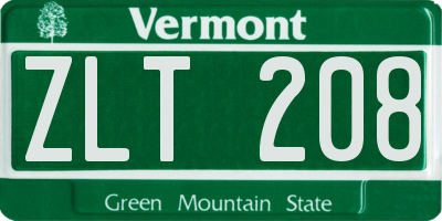 VT license plate ZLT208