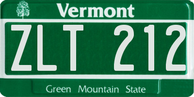 VT license plate ZLT212