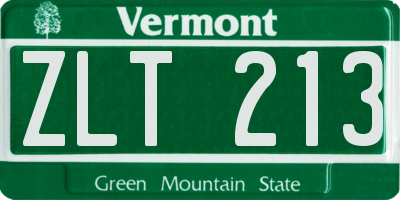 VT license plate ZLT213