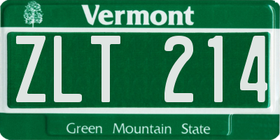 VT license plate ZLT214
