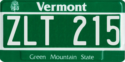 VT license plate ZLT215