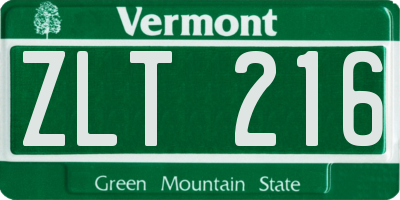 VT license plate ZLT216