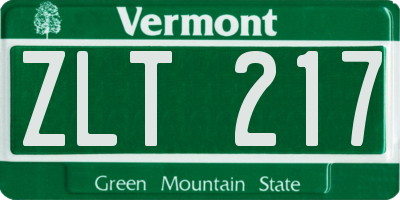 VT license plate ZLT217