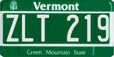 VT license plate ZLT219