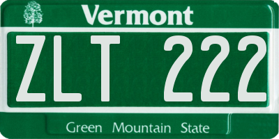 VT license plate ZLT222