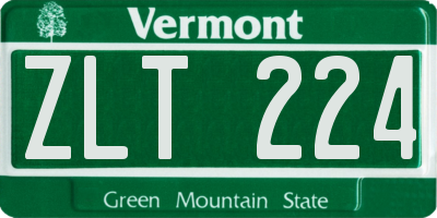 VT license plate ZLT224