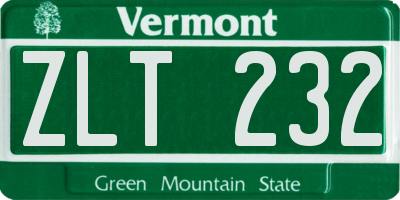 VT license plate ZLT232