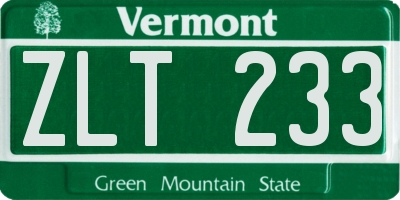 VT license plate ZLT233