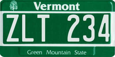 VT license plate ZLT234