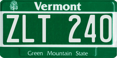 VT license plate ZLT240