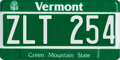 VT license plate ZLT254