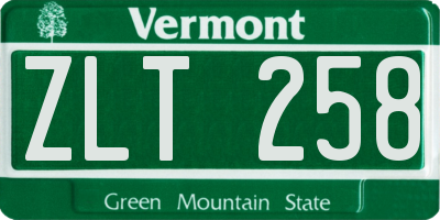 VT license plate ZLT258