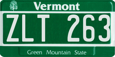 VT license plate ZLT263