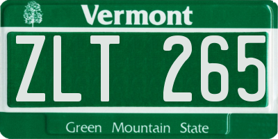 VT license plate ZLT265